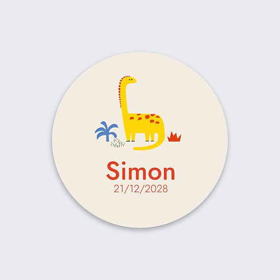 Sticker Naissance Dinosaure Jaune