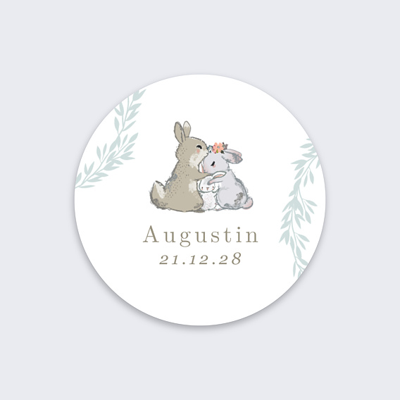 Sticker naissance Lapin Des Bois Recto