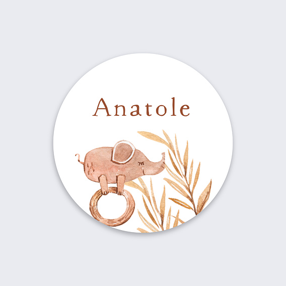 Sticker naissance Hochet Éléphant Recto