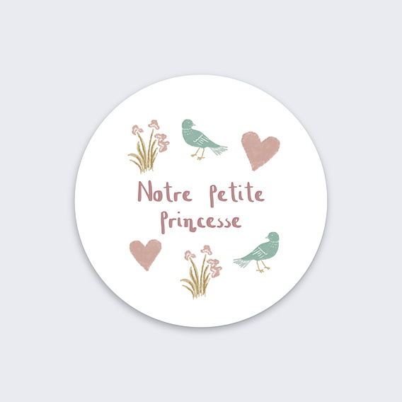 Sticker Naissance Princesse pastelle