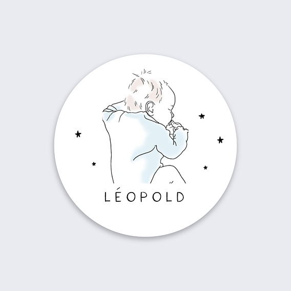 Sticker naissance Illustration Garçon Recto