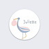 Sticker naissance Jolie Cigogne Recto