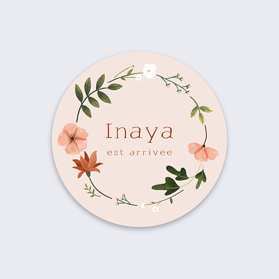 Sticker Naissance Couronne de Fleurs II