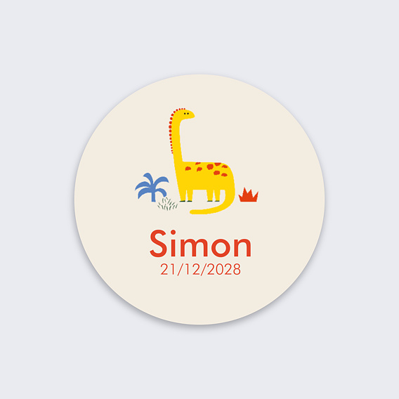 Sticker Naissance Dinosaure Jaune