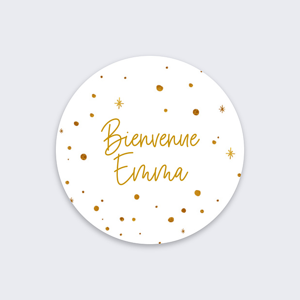 Sticker Naissance Golden Dots Recto