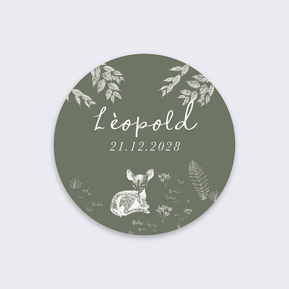 Sticker Naissance Dessin au crayon blanc forêt