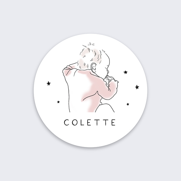 Sticker Naissance Illustration Fille Recto