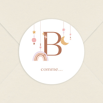 Sticker Naissance Lettrine Arc-en-Ciel