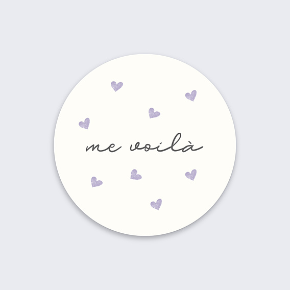 Sticker Naissance Cœur Lilas