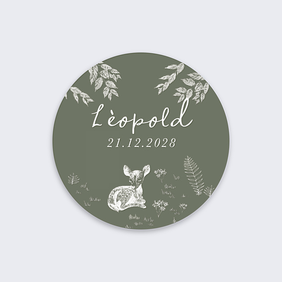Sticker Naissance Dessin au crayon blanc forêt