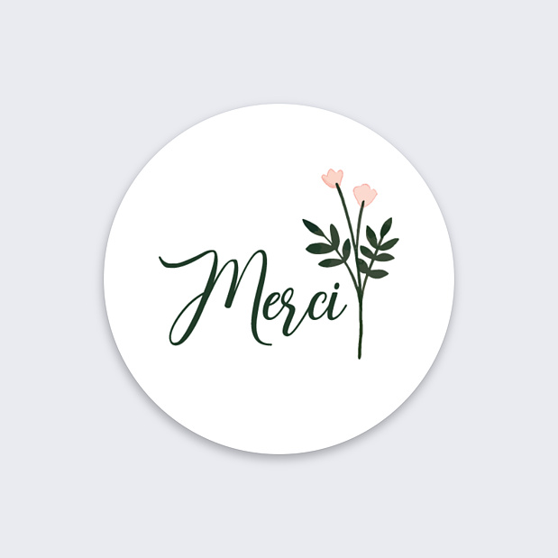 Sticker Naissance Merci Fleurie Recto