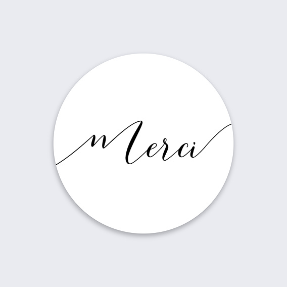 Sticker professionnel Merci Calligraphie Recto