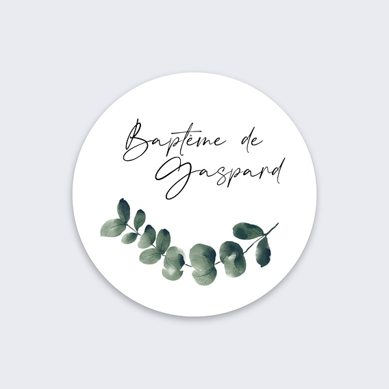 Stickers baptême Branche d'Eucalyptus