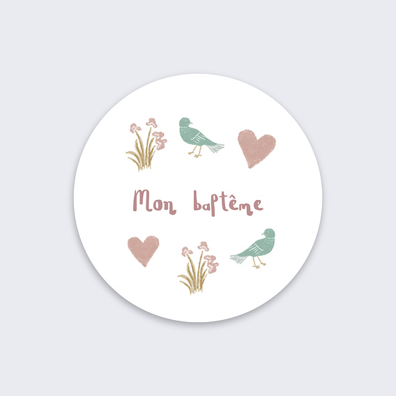 Stickers baptême Princesse pastelle
