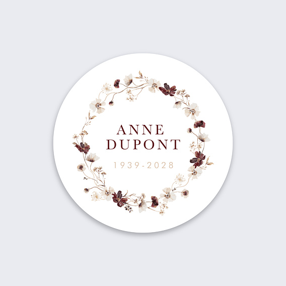 Sticker décès Couronne Fleurie