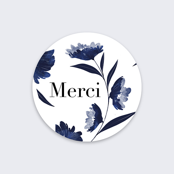 Sticker Décès Fleurs Bleues Aquarelle