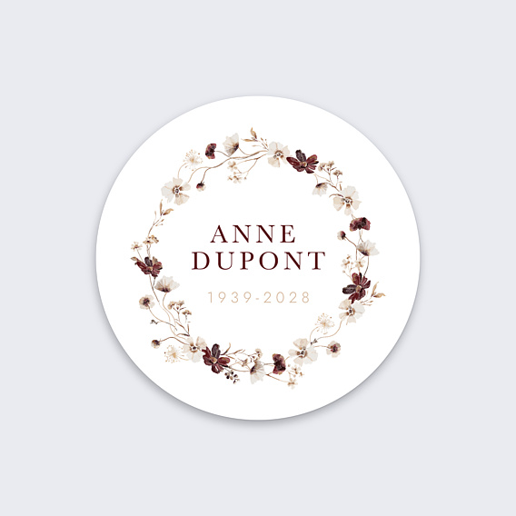 Stickers Décès Couronne Fleurie