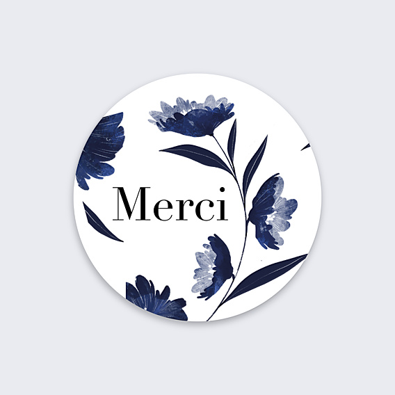 Stickers Décès Fleurs Bleues Aquarelle