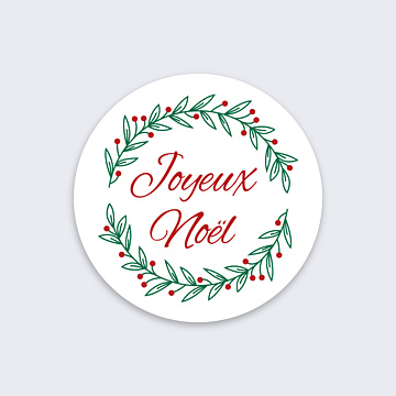 Stickers de Nol  Joyeux Nol couronne