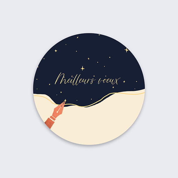 Stickers vœux entreprise Voeux Plumes Recto