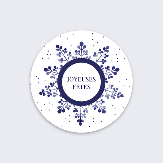 Stickers vœux entreprise Flocon Aquarelle Recto