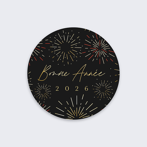 Stickers vœux entreprise Feux d’Artifice Colorés Recto