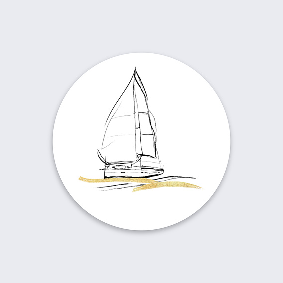 Stickers vœux entreprise Voilier Après 1