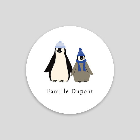 Stickers Voeux  Famille Pingouin