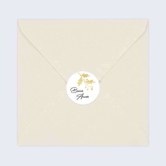 Stickers vœux Houx Or Après 4