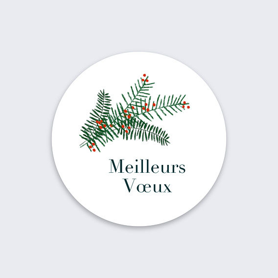 Stickers Voeux Personnalisable Houx Festif