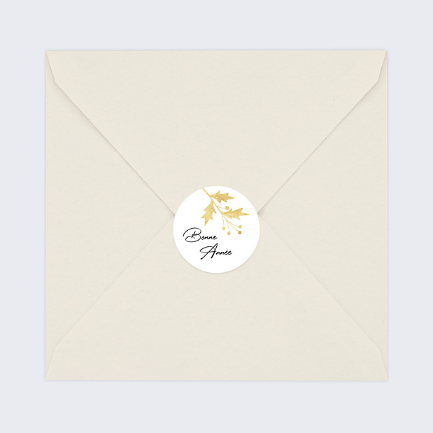 Stickers Voeux Personnalisable Houx Or