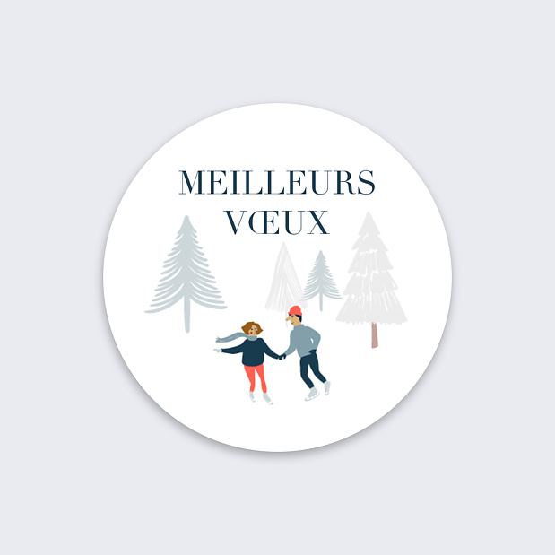 Stickers Voeux Personnalisable Patinoire Recto