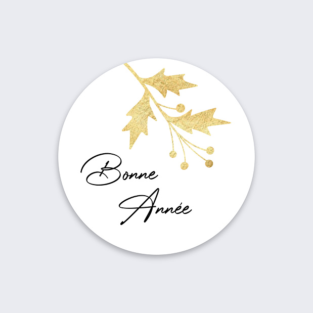 Stickers Voeux Personnalisable Houx Or Recto