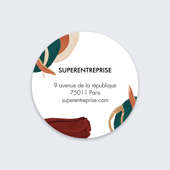 Stickers vœux entreprise Coup de pinceau terracotta Recto