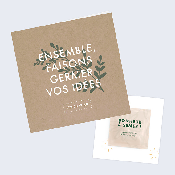 Support publicitaire Carte d’animation client avec graines