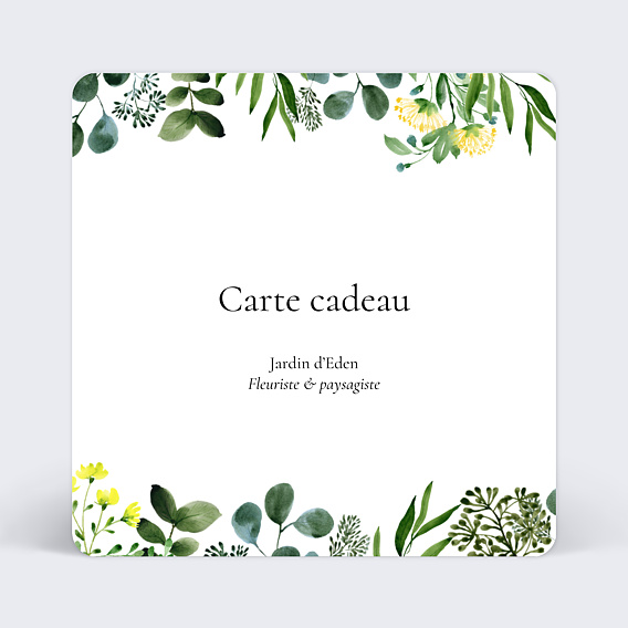 Support publicitaire Carte Cadeau Fleuriste Paysagiste