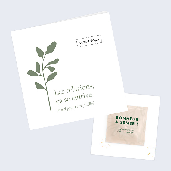 Support publicitaire Carte remerciement client avec graines