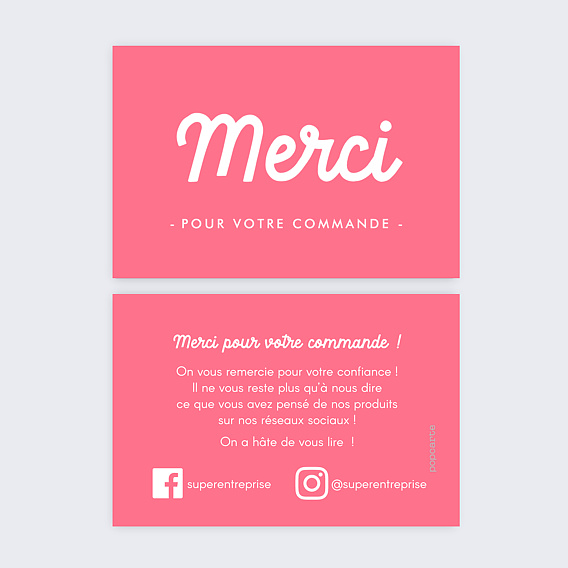 Support de Communication Merci Commande Rose