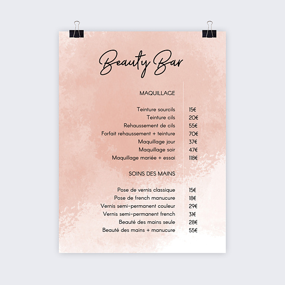 Support publicitaire Poster beauty bar prix