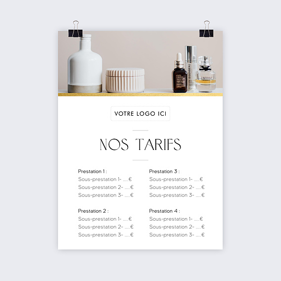 Support publicitaire Poster Tarifs Minimaliste