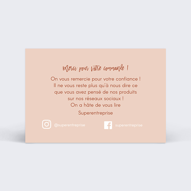 Support de Communication Merci Commande Bohème Verso