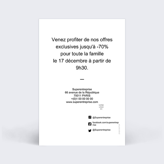Invitation professionnelle Ventes Privées Filet d'Or Verso