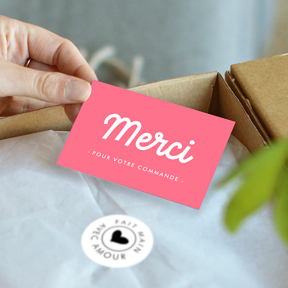 Carte remerciement professionnel Merci Commande Rose Après 4