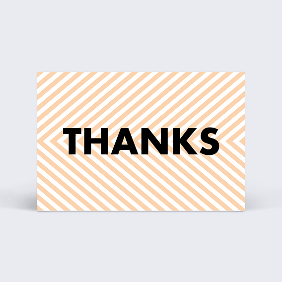 Carte remerciement professionnel Merci Hachures Recto