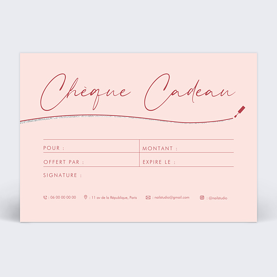 Carte cadeau Onglerie Recto