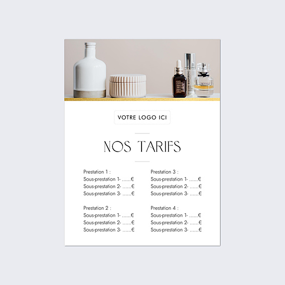 Affiche entreprise Tarifs minimaliste