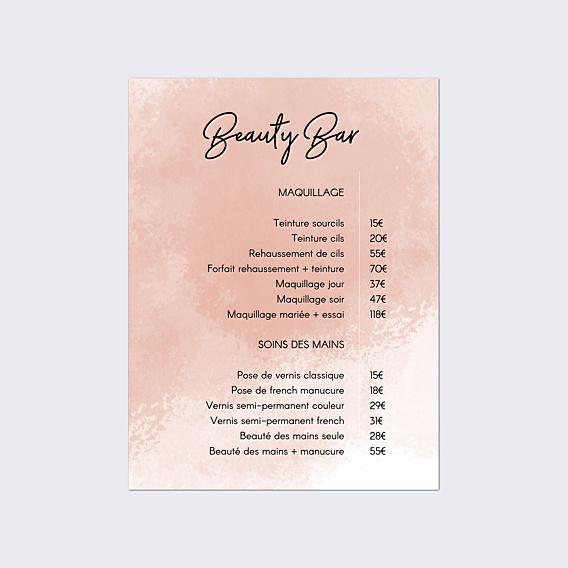 Affiche entreprise Beauty bar prix