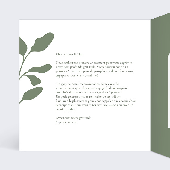 Carte postale publicitaire Avec graines Intérieur Gauche