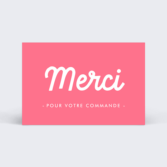 Carte remerciement professionnel Merci Commande Rose Recto