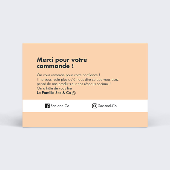 Carte remerciement professionnel Merci Hachures Verso